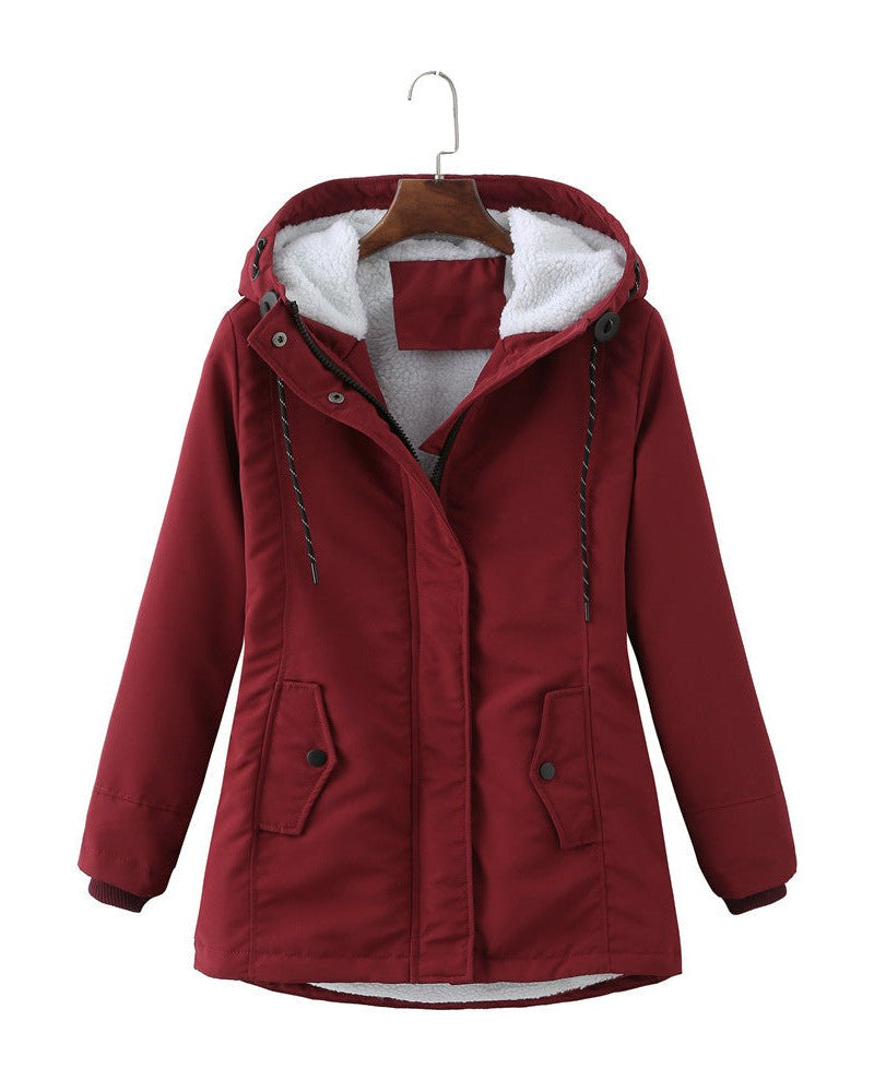 Luxurious women's winter coat-the goods hub20251115-Calm Wears-Red-S-Calm Wears