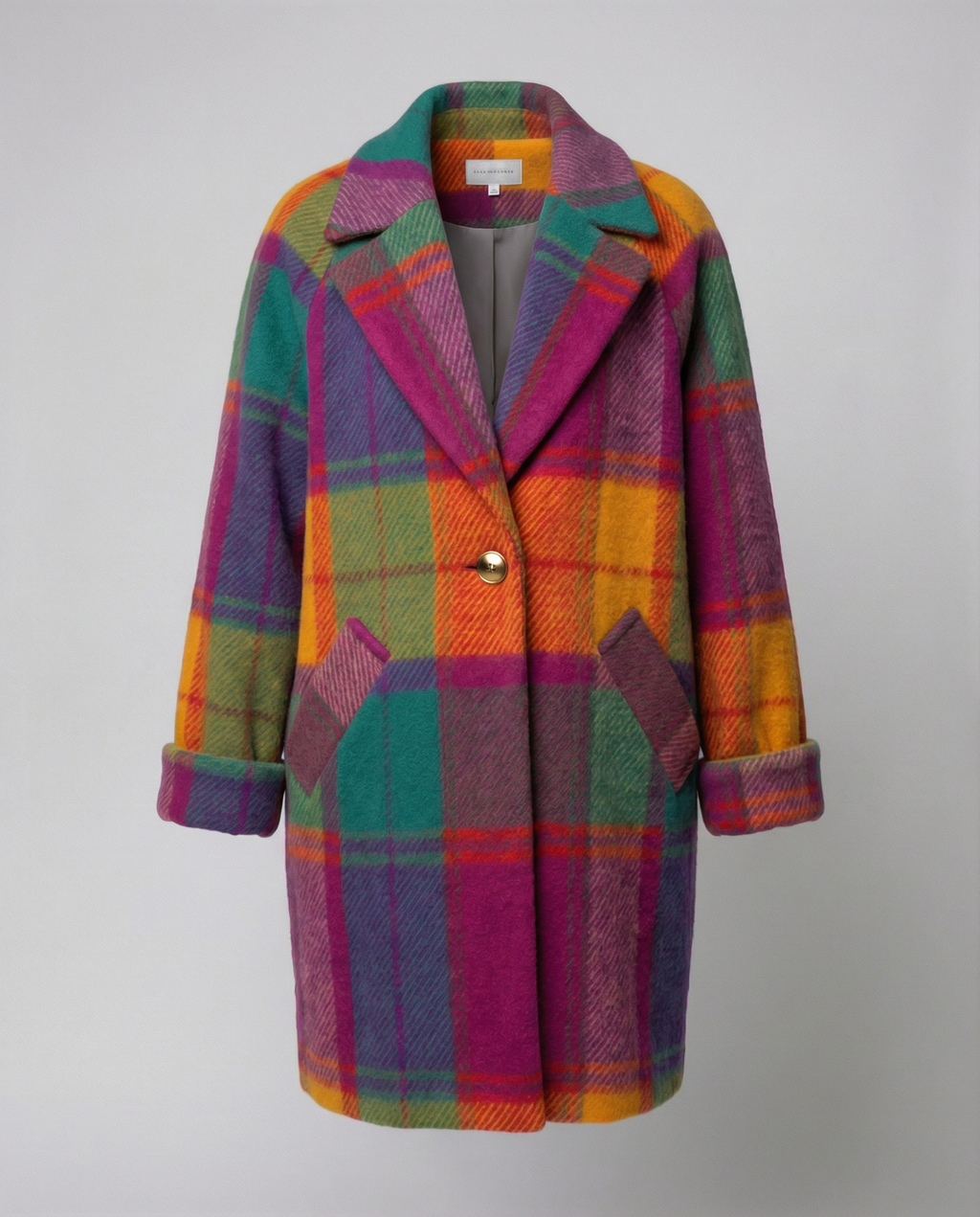 Oversized Check Pattern Women's Jacket-aurora-mode20241009-Calm Wears-Yellow-XS-Calm Wears