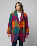 Oversized Check Pattern Women's Jacket-aurora-mode20241009-Calm Wears-Yellow-XS-Calm Wears