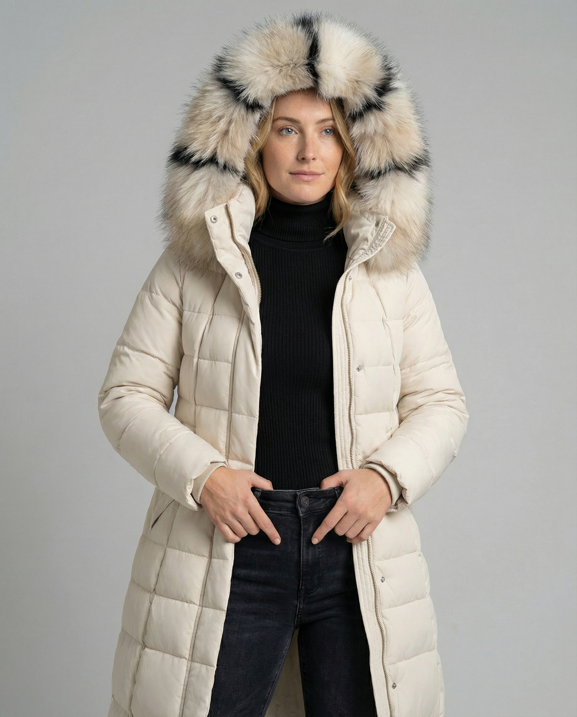 Padded women's down jacket-anne johansen20251116-Calm Wears-Beige-XS-Calm Wears