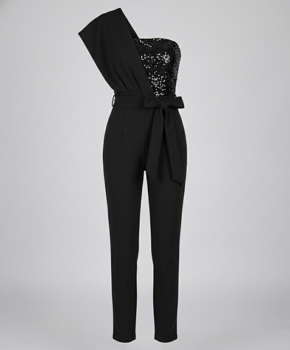 Patchwork Sequin Jumpsuit Women-guerra modehaus20240607-Calm Wears-Black-S-Calm Wears