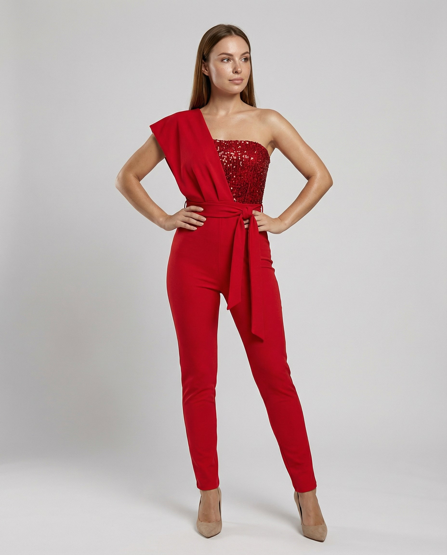 Patchwork Sequin Jumpsuit Women-guerra modehaus20240607-Calm Wears-Red-S-Calm Wears