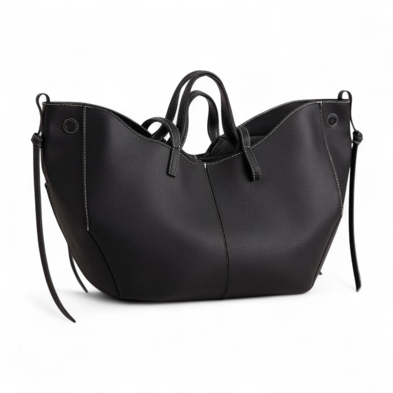 Large Grainy Leather Tote Bag-dione couture20260421-Calm Wears-Black-Calm Wears