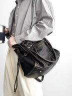 Handbag for School Shoulder Strap in Rigid Leather-dione couture20260421-Calm Wears-Black-Calm Wears