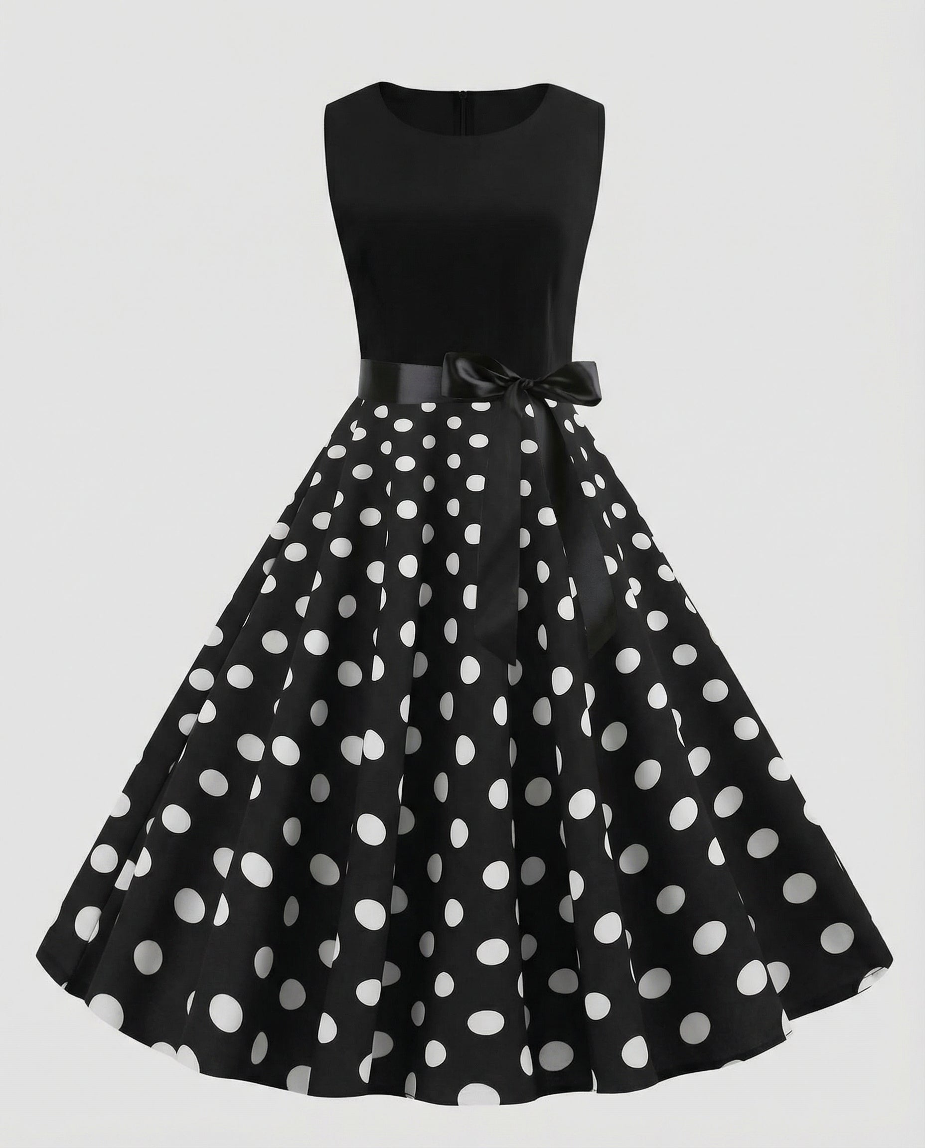 Rockabilly Dress Polka Dots-zone vintage20240819-Calm Wears-Black-S-Calm Wears