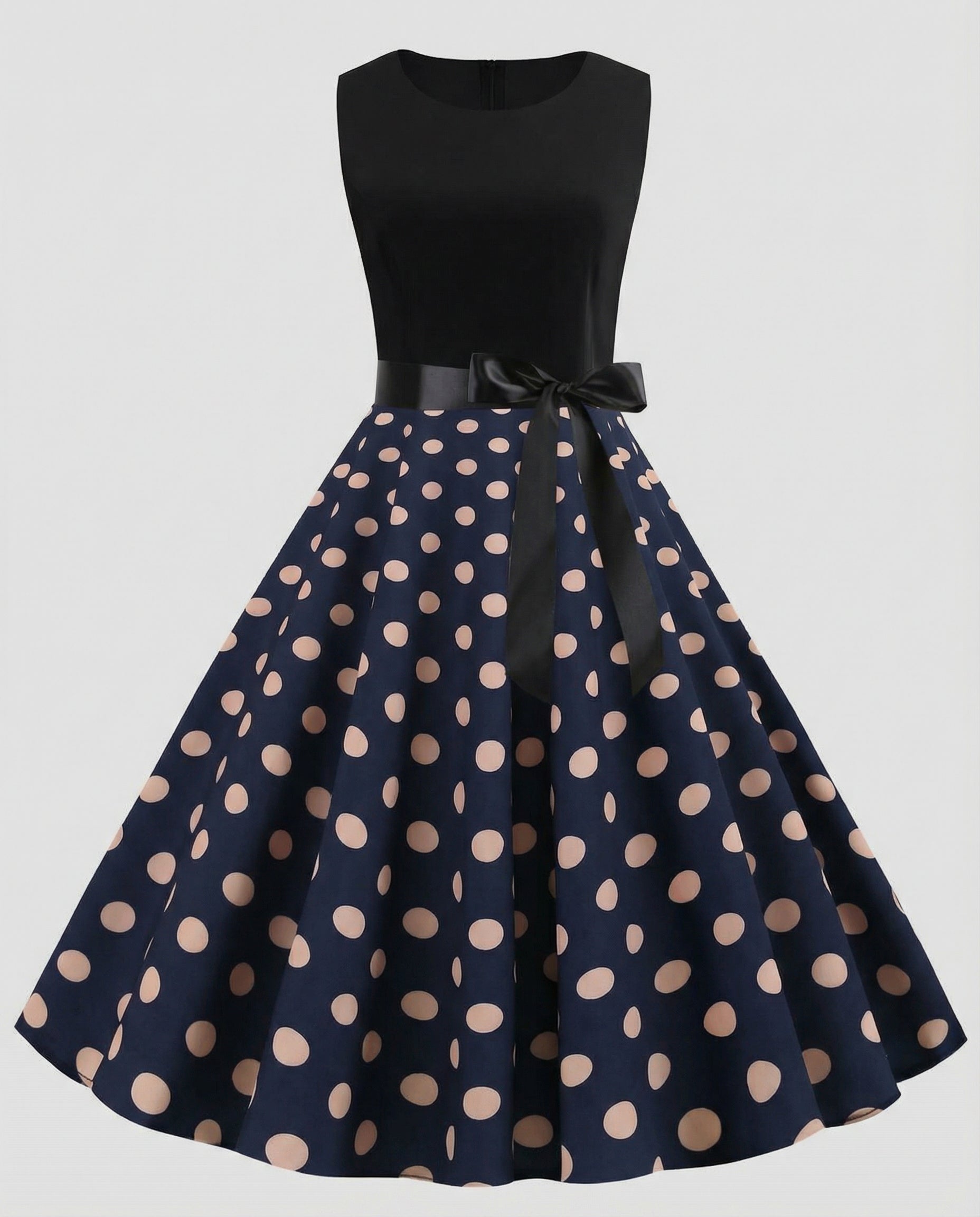 Rockabilly Dress Polka Dots-zone vintage20240819-Calm Wears-Blue-S-Calm Wears