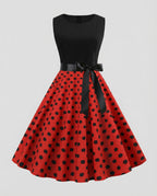 Rockabilly Dress Polka Dots-zone vintage20240819-Calm Wears-Red-S-Calm Wears