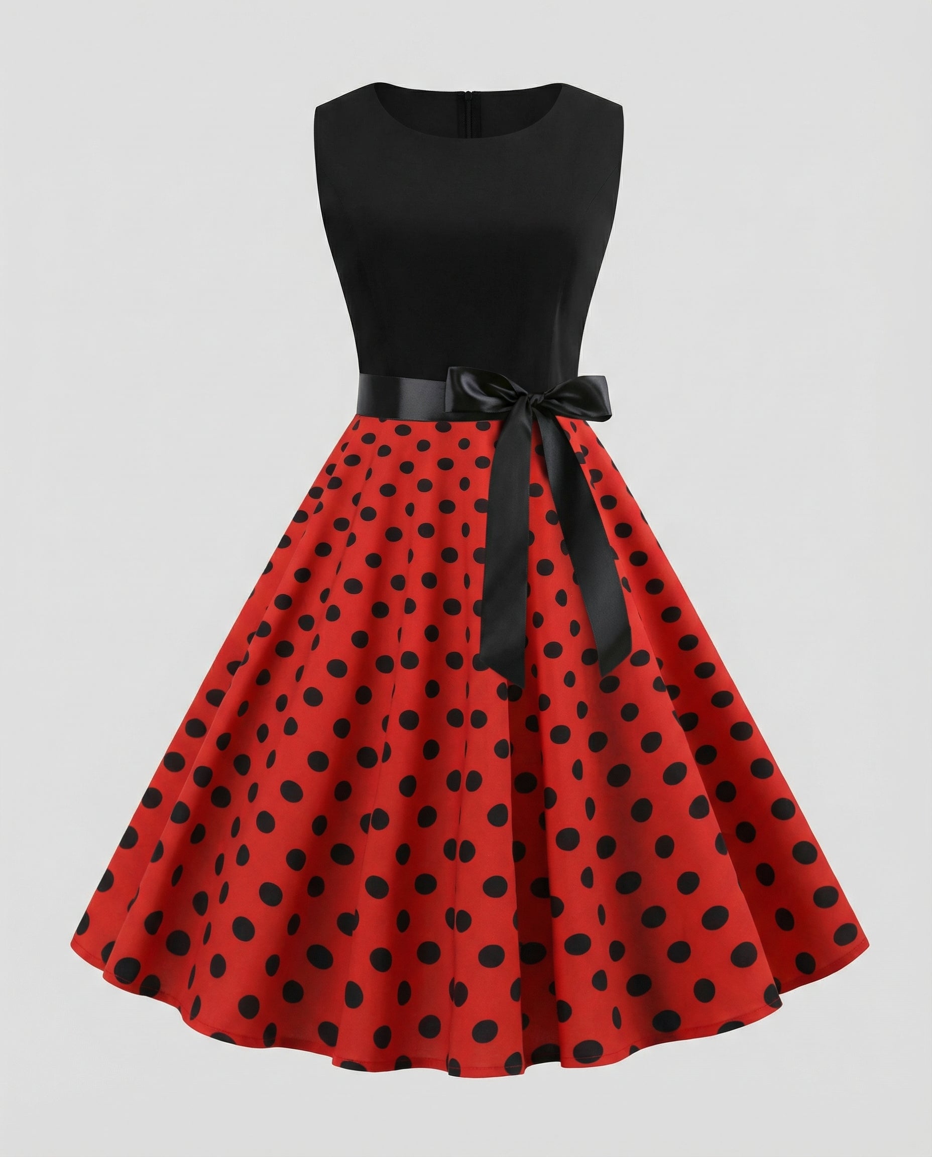 Rockabilly Dress Polka Dots-zone vintage20240819-Calm Wears-Red-S-Calm Wears