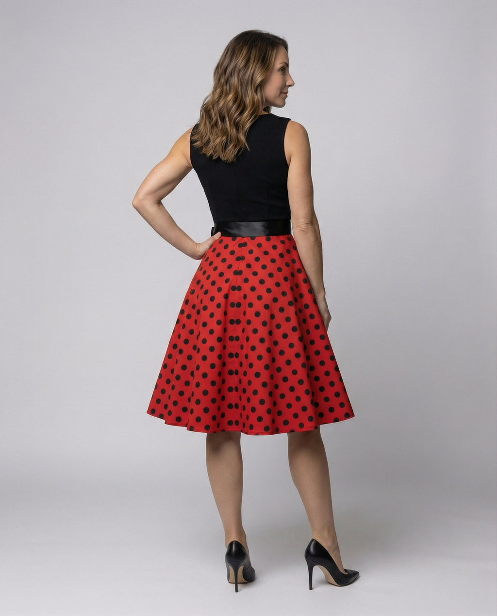 Rockabilly Dress Polka Dots-zone vintage20240819-Calm Wears-Red-S-Calm Wears