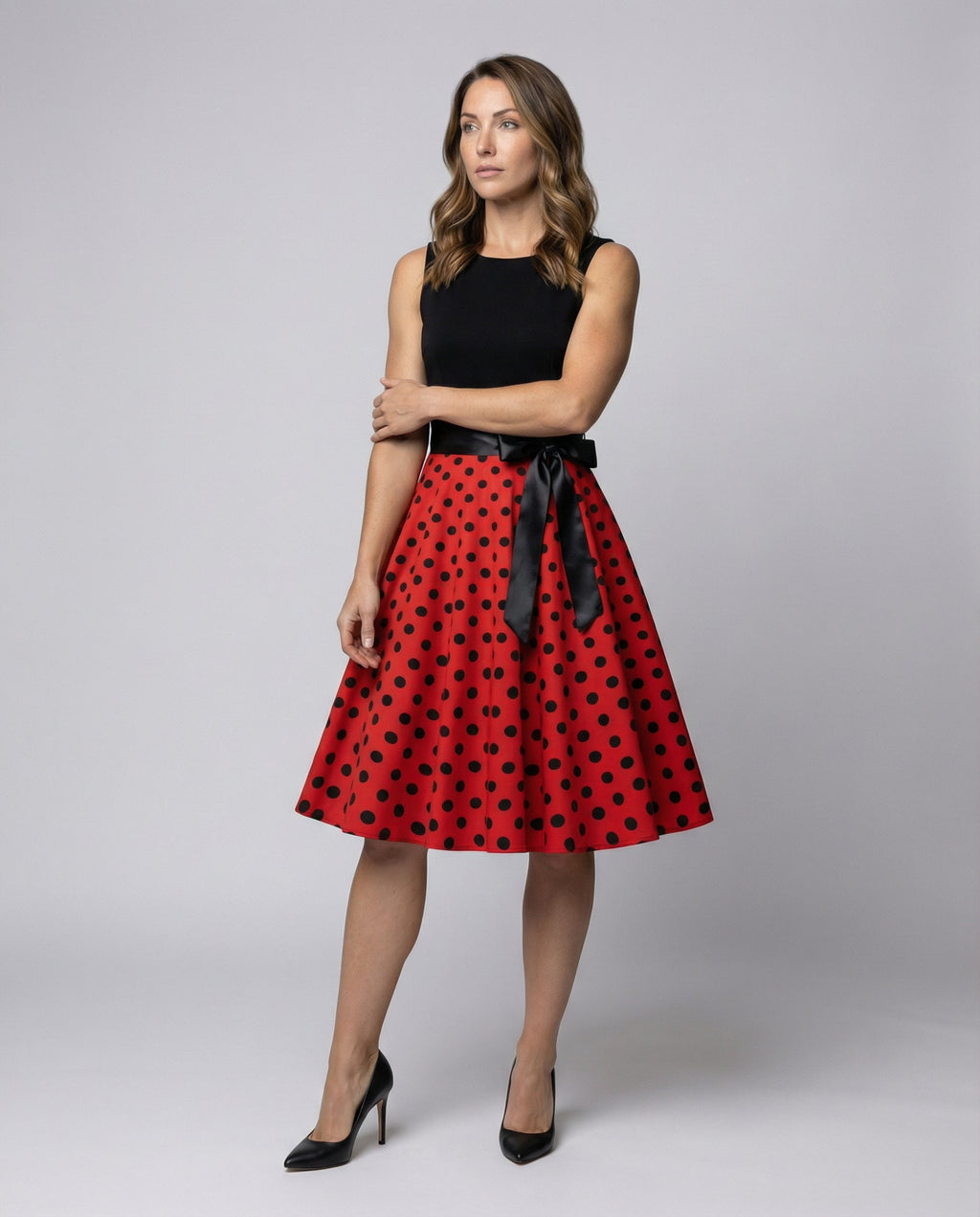 Rockabilly Dress Polka Dots-zone vintage20240819-Calm Wears-Red-S-Calm Wears