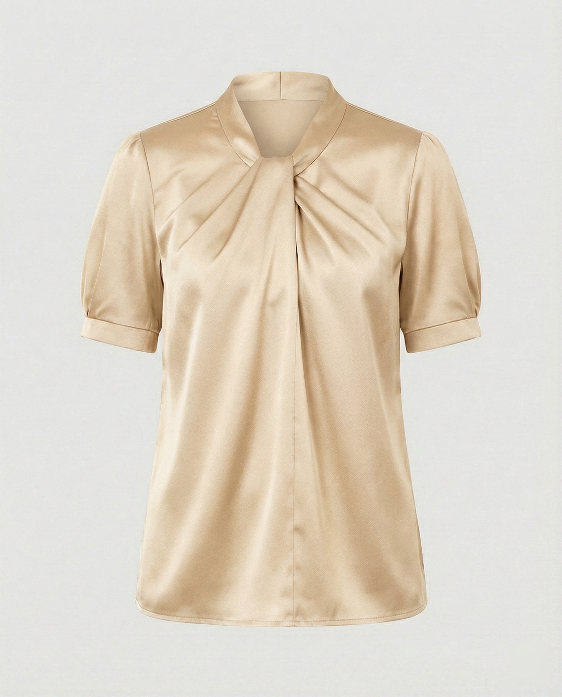 Satin Blouse Top Women with Tie Collar-https://detail.1688.com/offer/1013938446841.html-Calm Wears-Apricot-S-Calm Wears