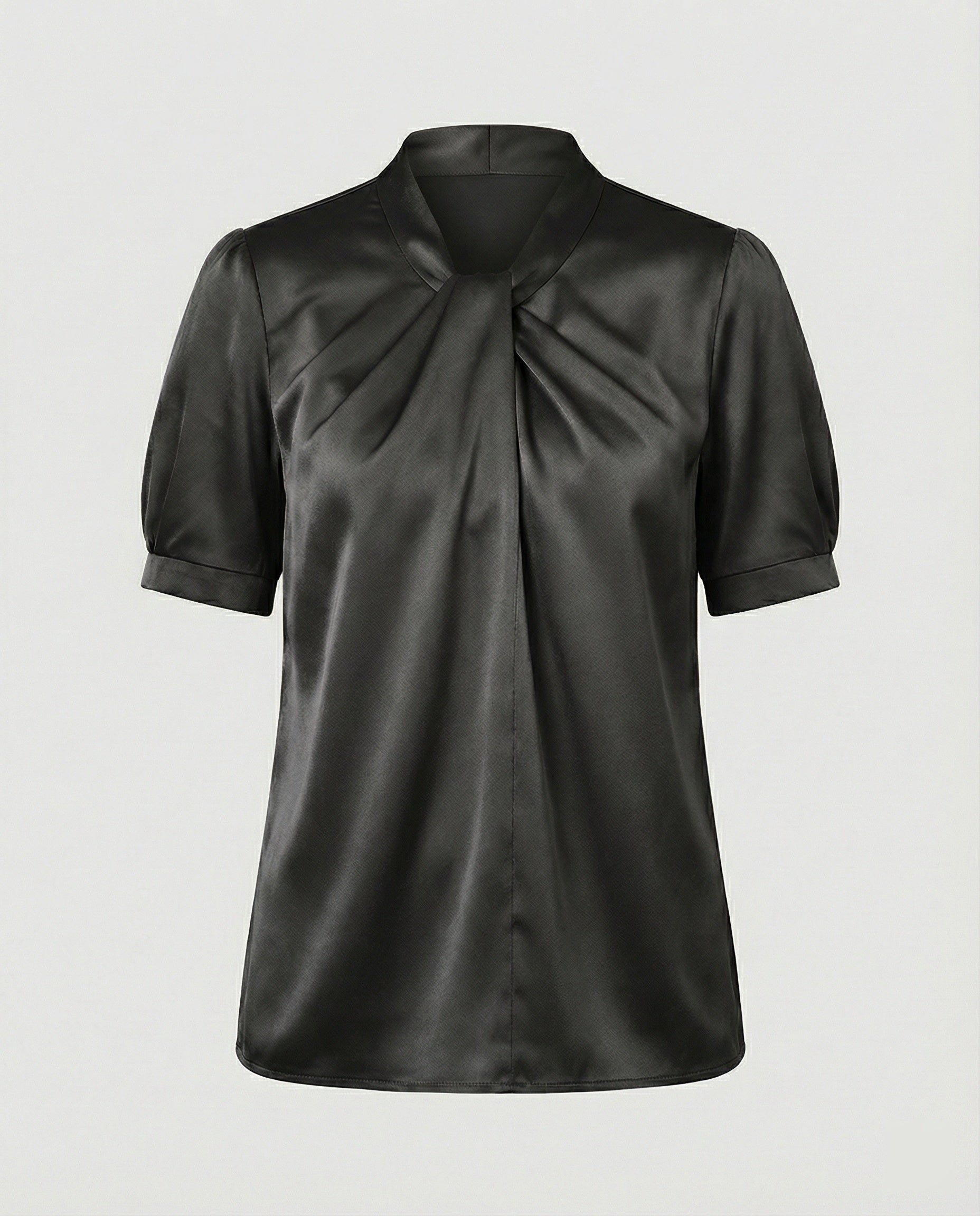 Satin Blouse Top Women with Tie Collar-https://detail.1688.com/offer/1013938446841.html-Calm Wears-Black-S-Calm Wears