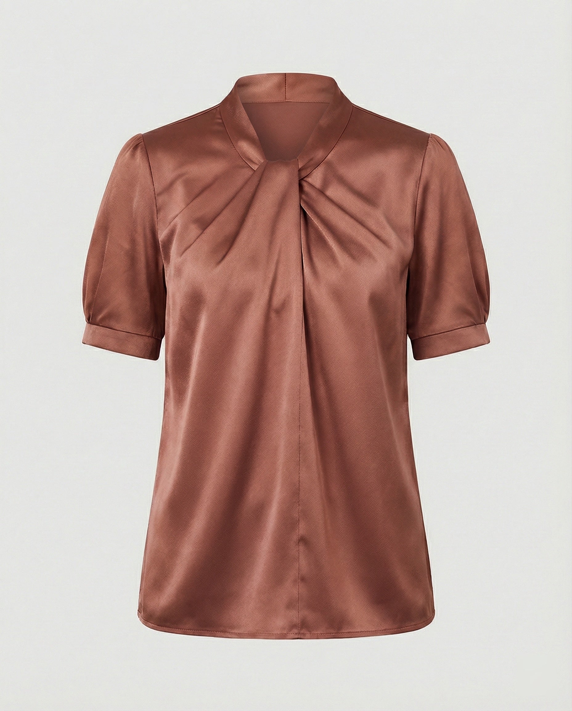 Satin Blouse Top Women with Tie Collar-https://detail.1688.com/offer/1013938446841.html-Calm Wears-Braun-S-Calm Wears