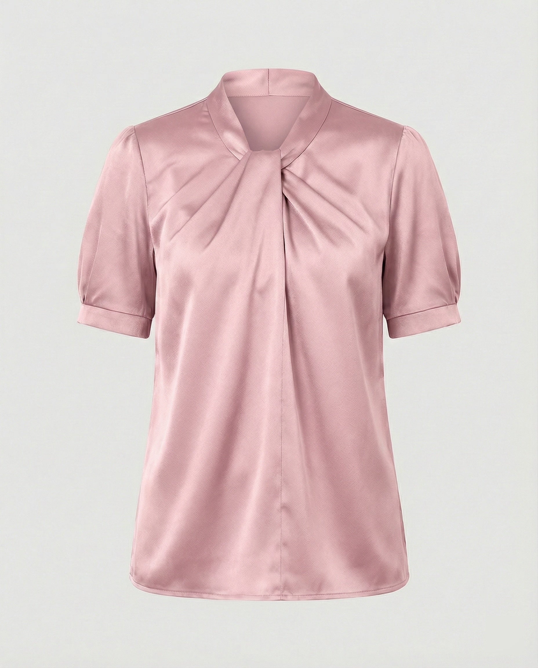 Satin Blouse Top Women with Tie Collar-https://detail.1688.com/offer/1013938446841.html-Calm Wears-Rosa-S-Calm Wears