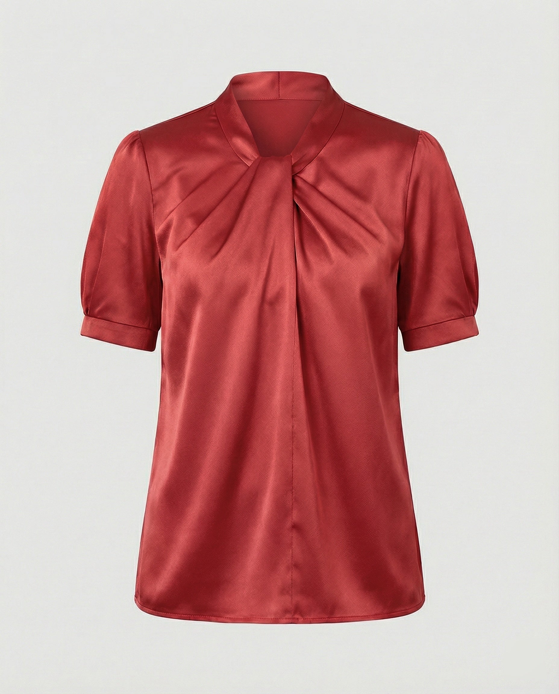 Satin Blouse Top Women with Tie Collar-https://detail.1688.com/offer/1013938446841.html-Calm Wears-Rot-S-Calm Wears