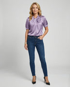 Satin Blouse Top Women with Tie Collar-https://detail.1688.com/offer/1013938446841.html-Calm Wears-Violet-S-Calm Wears