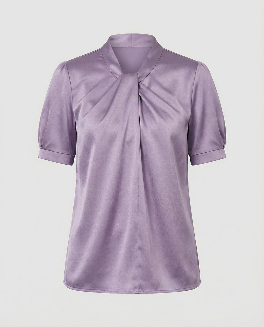 Satin Blouse Top Women with Tie Collar-https://detail.1688.com/offer/1013938446841.html-Calm Wears-Violet-S-Calm Wears