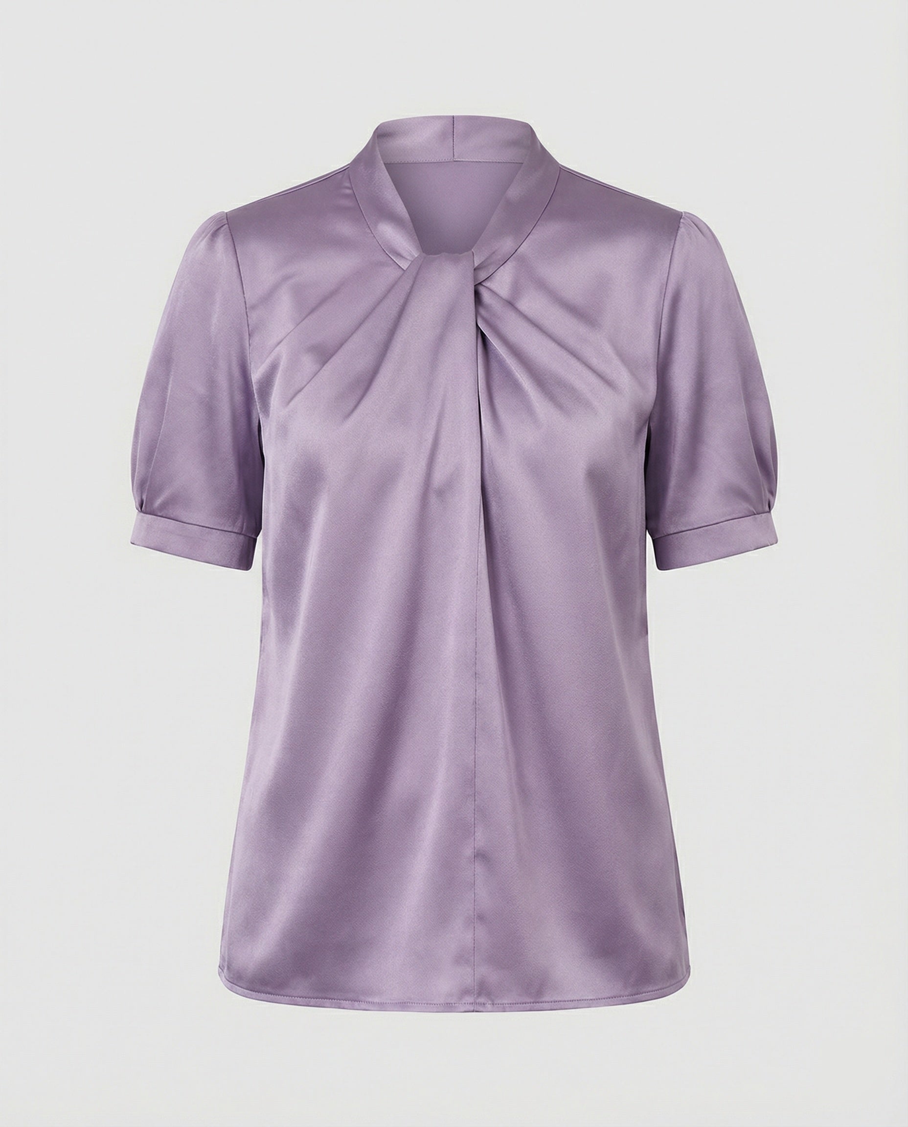 Satin Blouse Top Women with Tie Collar-https://detail.1688.com/offer/1013938446841.html-Calm Wears-Violet-S-Calm Wears