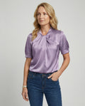 Satin Blouse Top Women with Tie Collar-https://detail.1688.com/offer/1013938446841.html-Calm Wears-Violet-S-Calm Wears
