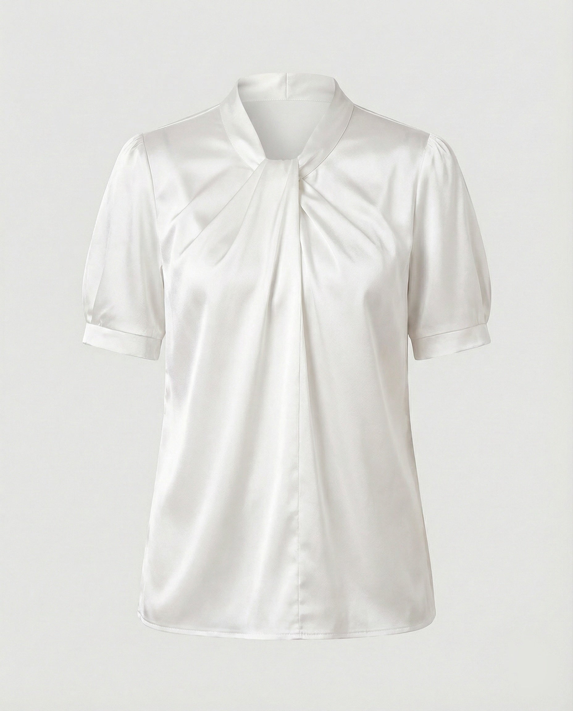 Satin Blouse Top Women with Tie Collar-https://detail.1688.com/offer/1013938446841.html-Calm Wears-White-S-Calm Wears