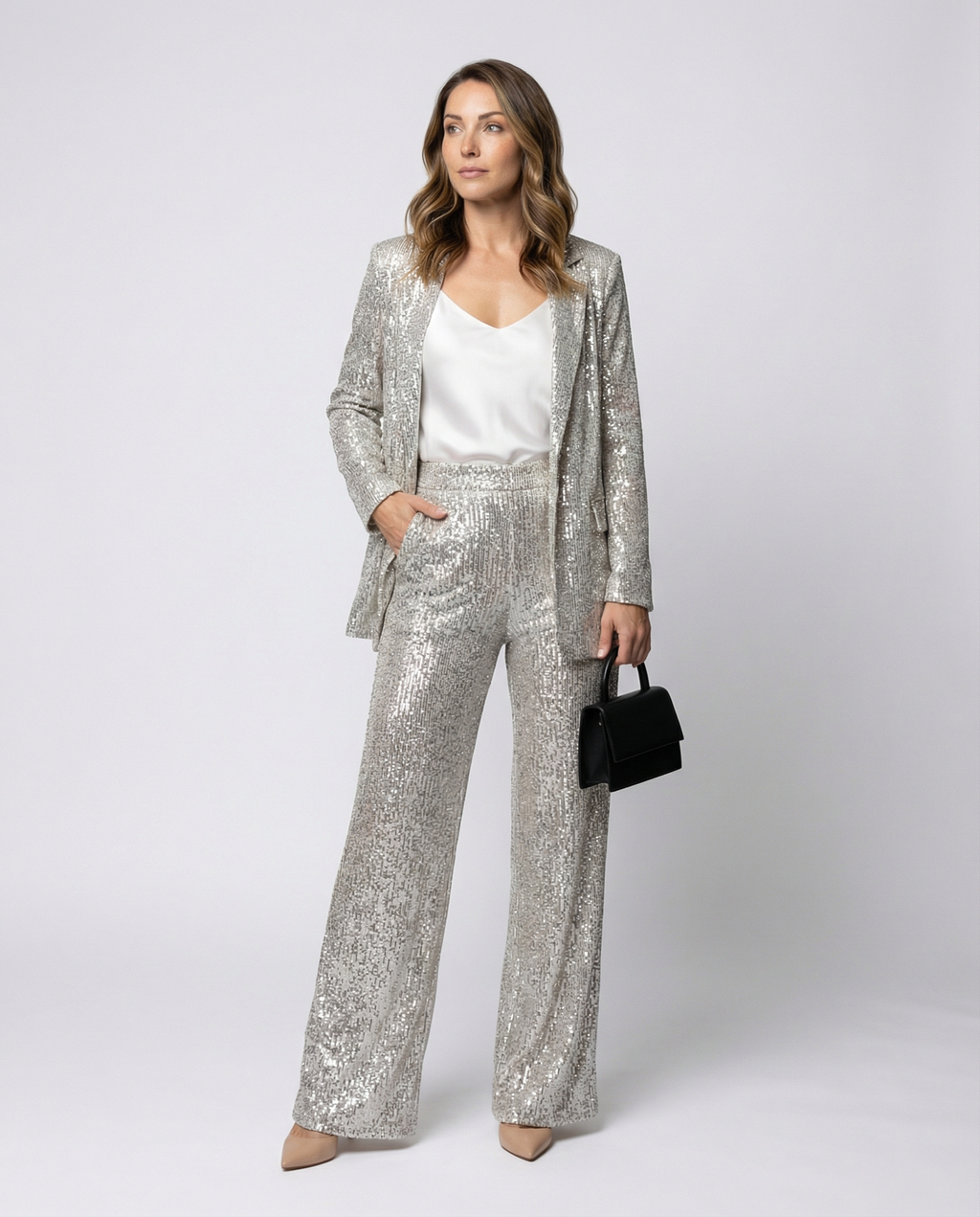 Sequin suit women High-waist-heidi mode20241218-Calm Wears-Silver-S-Calm Wears