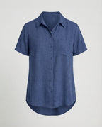 Short Sleeve Blouse Top Women with Chest Pocket-https://detail.1688.com/offer/1011425804116.html-Calm Wears-Black-S-Calm Wears