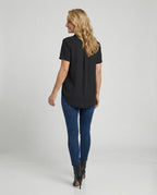Short Sleeve Blouse Top Women with Chest Pocket-https://detail.1688.com/offer/1011425804116.html-Calm Wears-Black-S-Calm Wears