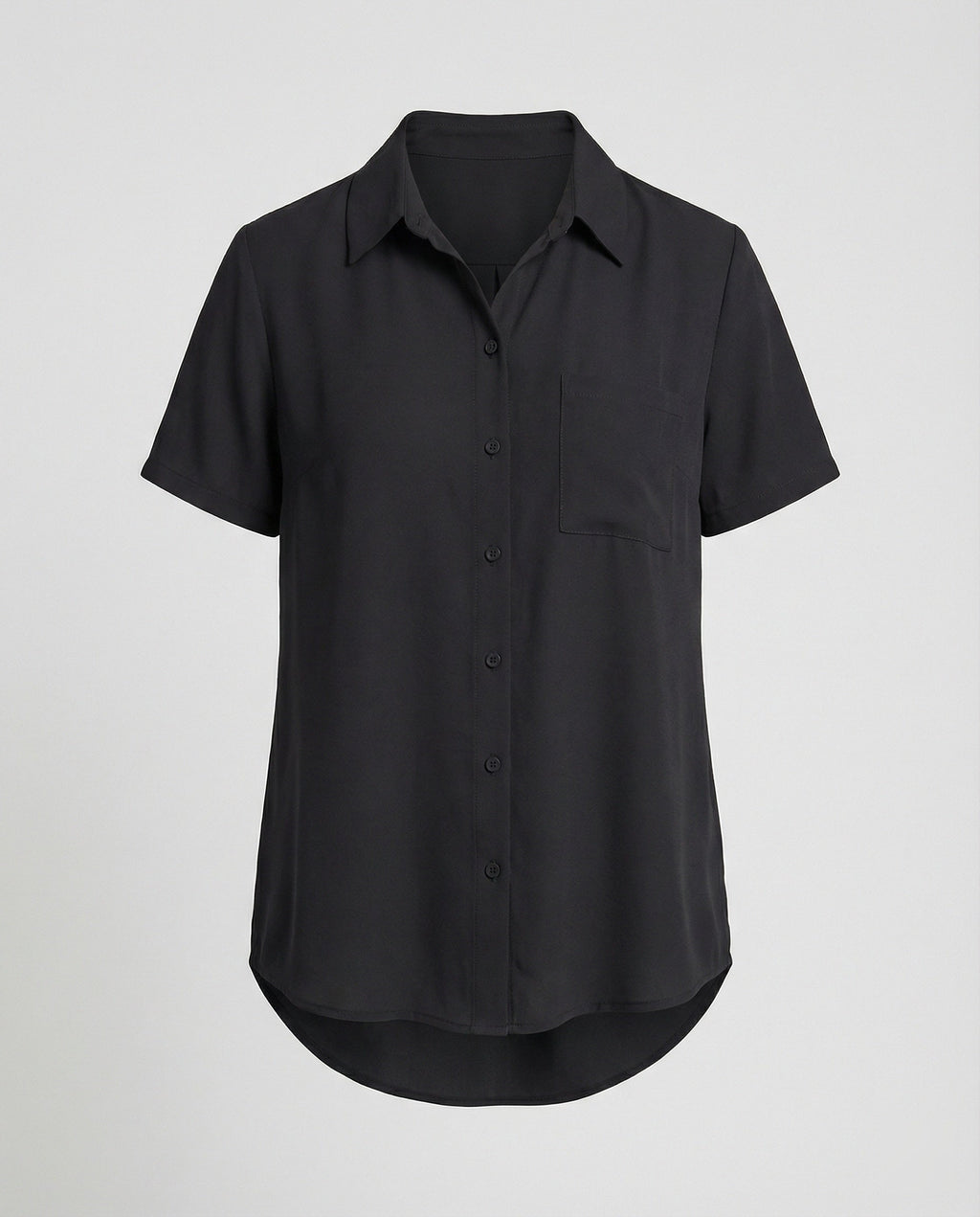 Short Sleeve Blouse Top Women with Chest Pocket-https://detail.1688.com/offer/1011425804116.html-Calm Wears-Black-S-Calm Wears