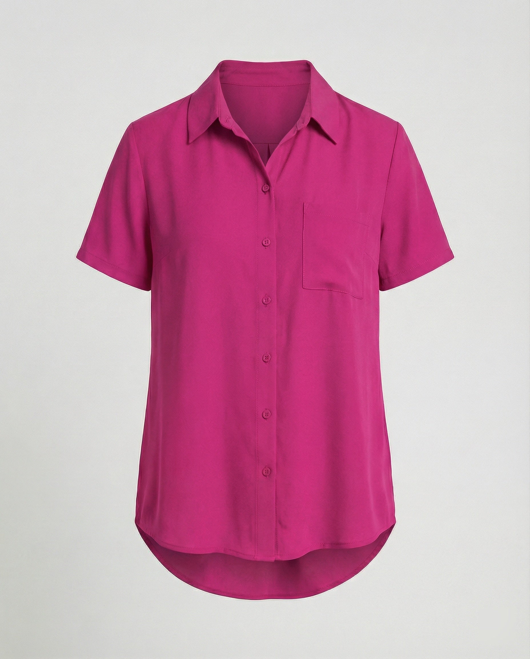 Short Sleeve Blouse Top Women with Chest Pocket-https://detail.1688.com/offer/1011425804116.html-Calm Wears-Rosa-S-Calm Wears