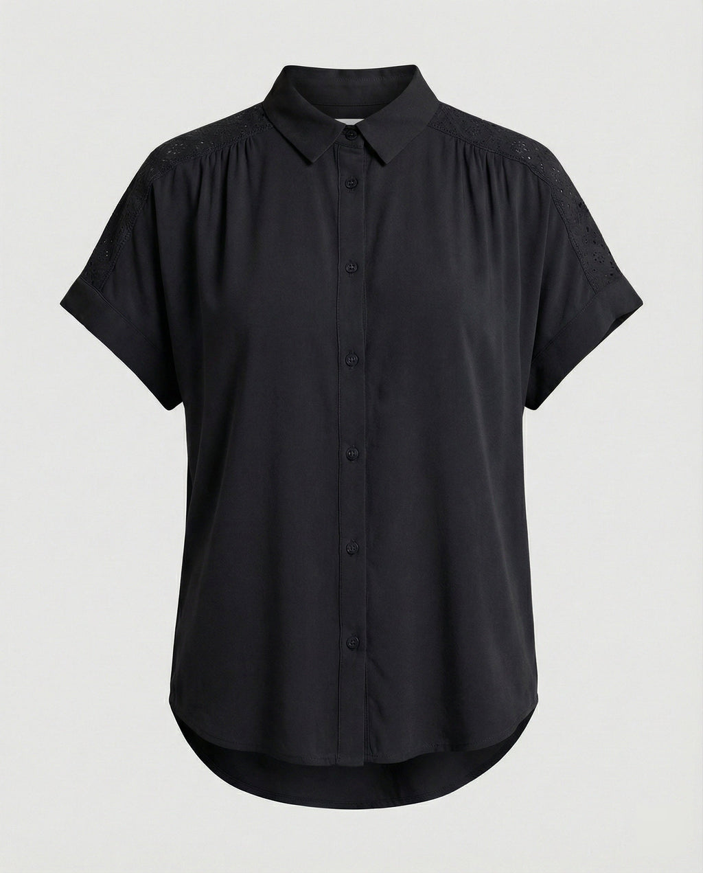 Short Sleeve Blouse Top Women with Crochet Accents-https://detail.1688.com/offer/1001635420044.html-Calm Wears-Blue-S-Calm Wears