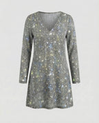 Silver V-neck Mini Dress-etienne paris boutique20240819-Calm Wears-S-Calm Wears