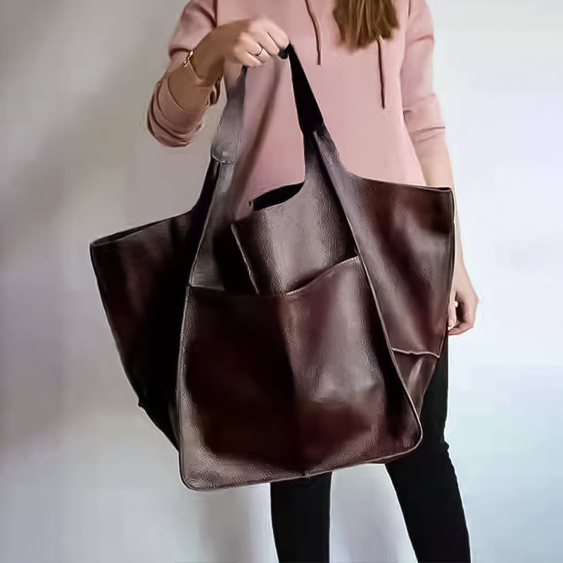 Oversized Leather Shoulder Bag for Women-zanomi20250318-Calm Wears-Khaki-Calm Wears