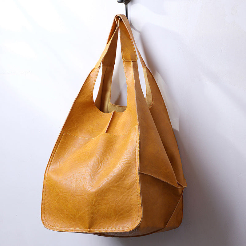 Oversized Leather Shoulder Bag for Women