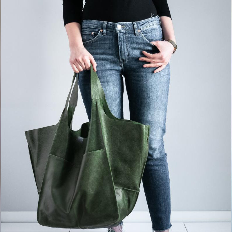 Oversized Leather Shoulder Bag for Women-zanomi20250318-Calm Wears-Green-Calm Wears