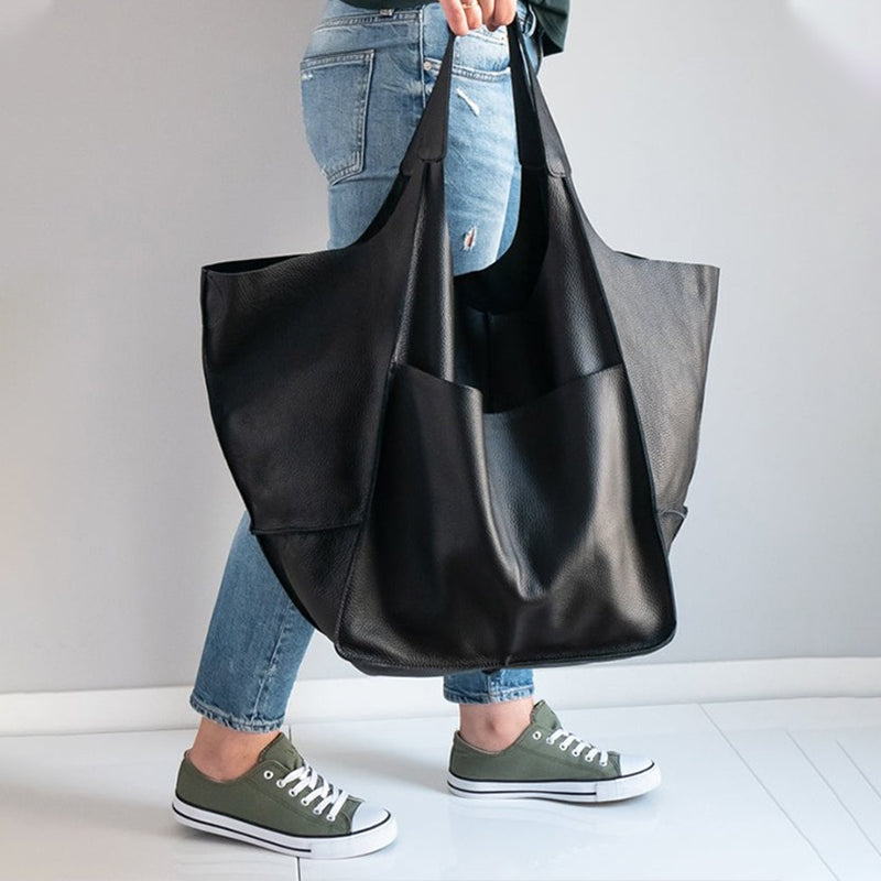 Oversized Leather Shoulder Bag for Women-zanomi20250318-Calm Wears-Black-Calm Wears