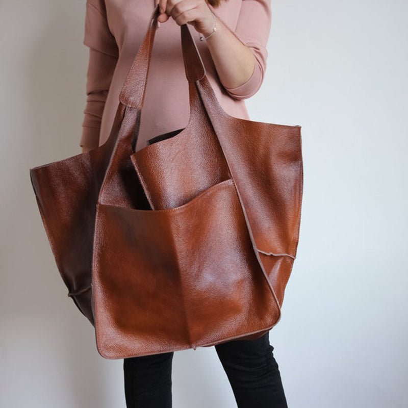 Oversized Leather Shoulder Bag for Women-zanomi20250318-Calm Wears-Braun-Calm Wears