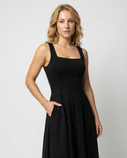 Soft Square Maxi Dress Women-https://detail.1688.com/offer/900266429005.html-Calm Wears-Black-S-Calm Wears