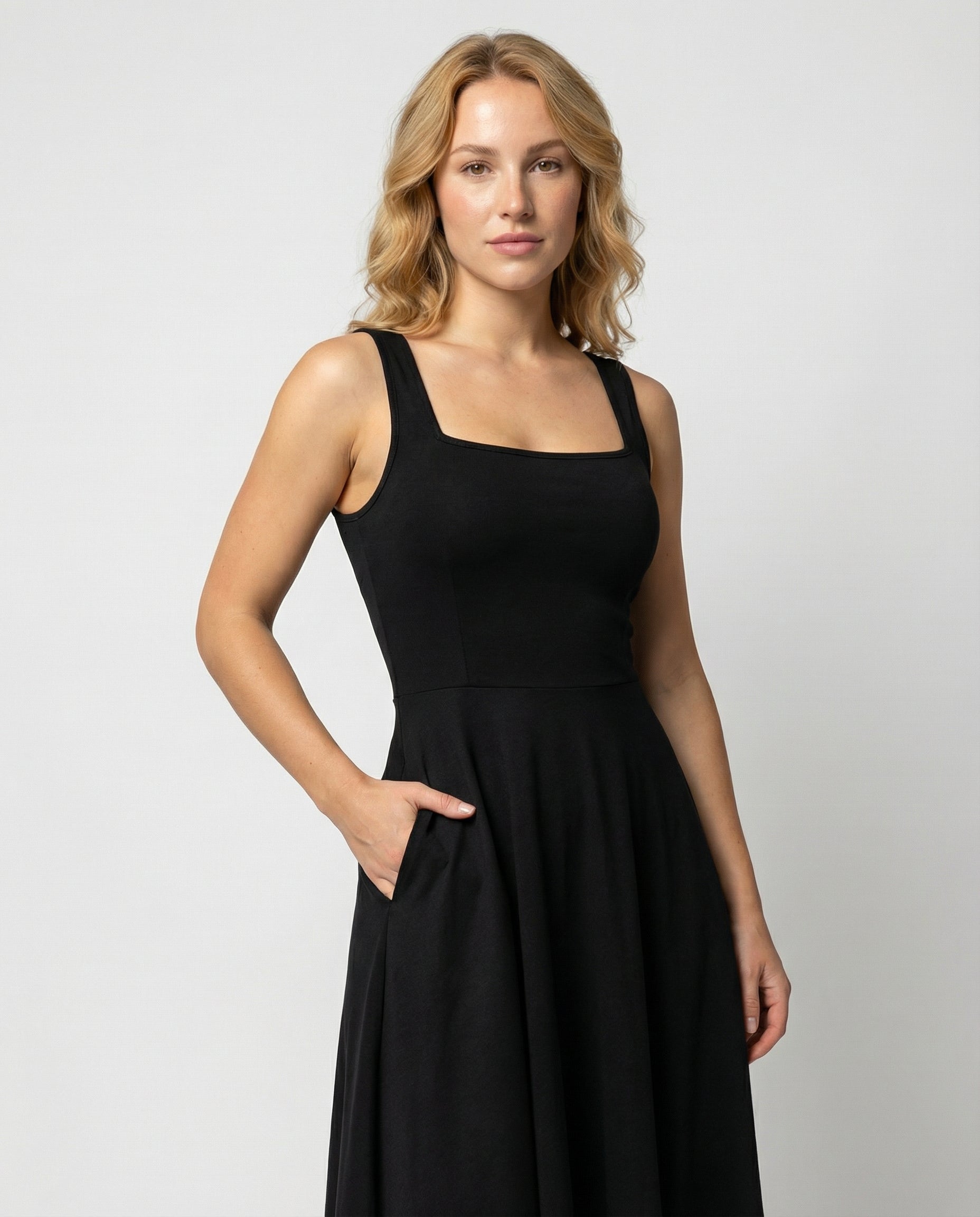 Soft Square Maxi Dress Women-https://detail.1688.com/offer/900266429005.html-Calm Wears-Black-S-Calm Wears