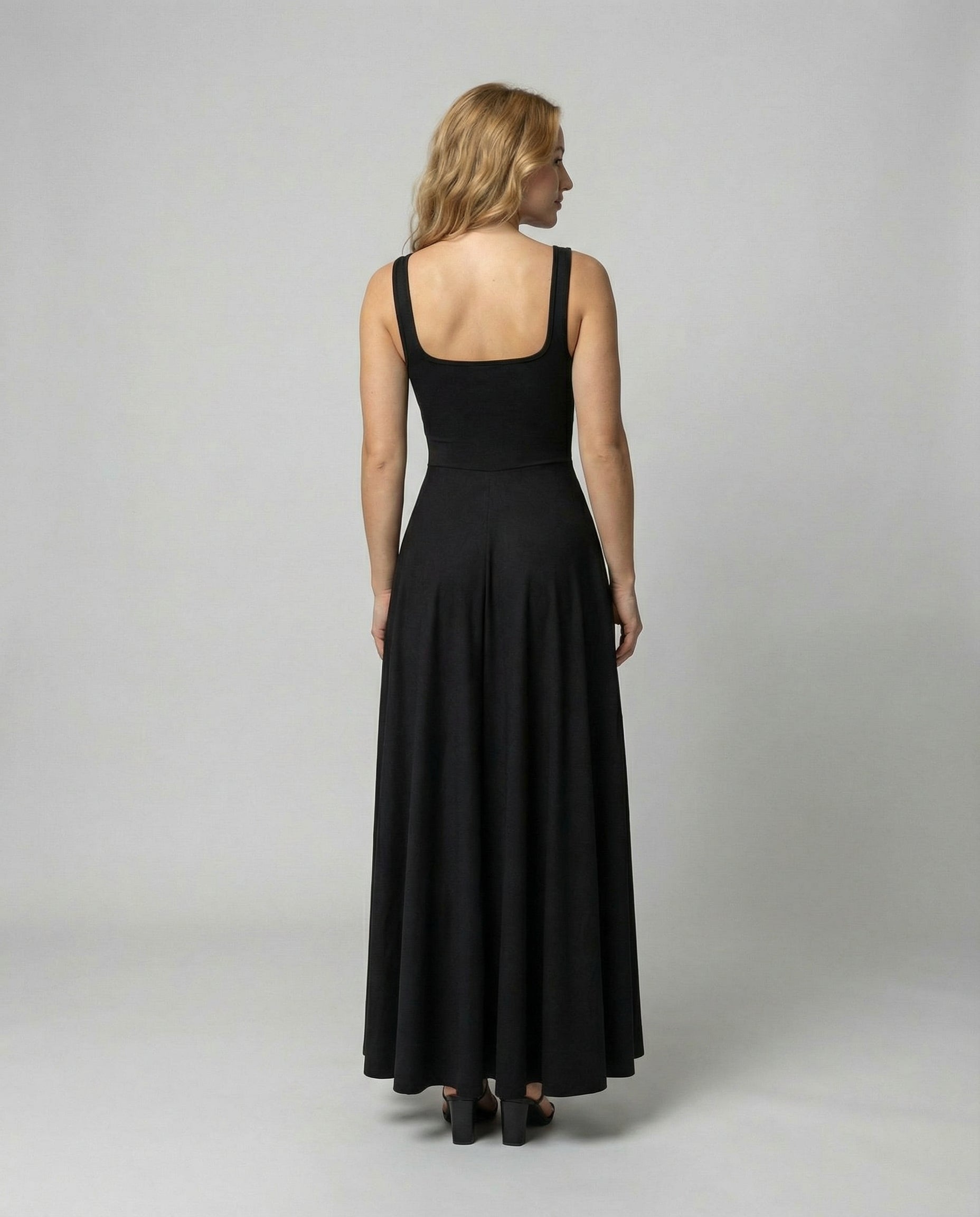Soft Square Maxi Dress Women-https://detail.1688.com/offer/900266429005.html-Calm Wears-Black-S-Calm Wears