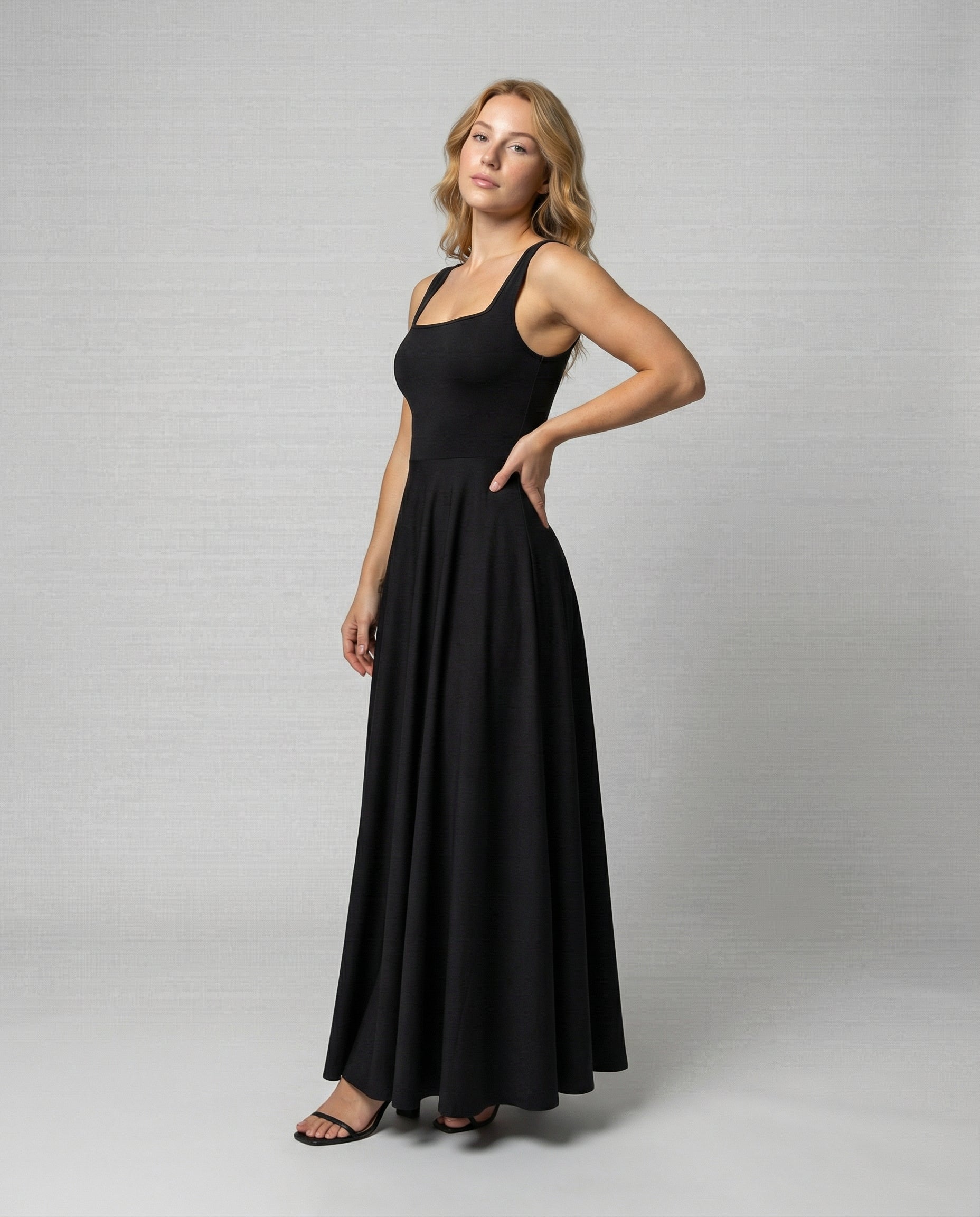 Soft Square Maxi Dress Women-https://detail.1688.com/offer/900266429005.html-Calm Wears-Black-S-Calm Wears