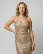 Stylish dress High slit-Calm Wears-Gold-S-Calm Wears