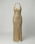 Stylish dress High slit-Calm Wears-Gold-S-Calm Wears
