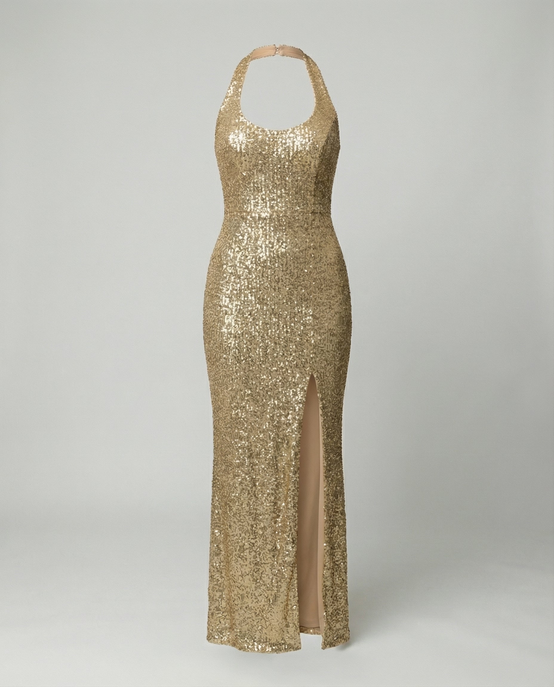 Stylish dress High slit-Calm Wears-Gold-S-Calm Wears