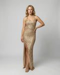 Stylish dress High slit-Calm Wears-Gold-S-Calm Wears