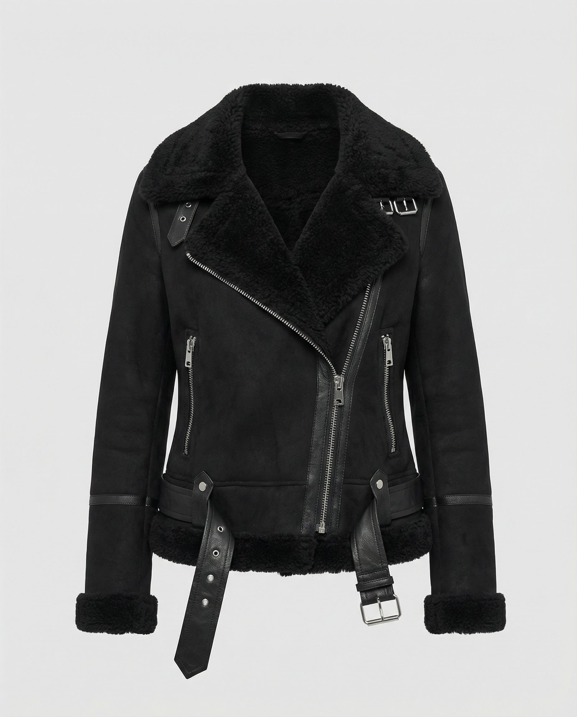Suede jacket women Sherpa lining-anne johansen20251116-Calm Wears-Black-XS-Calm Wears