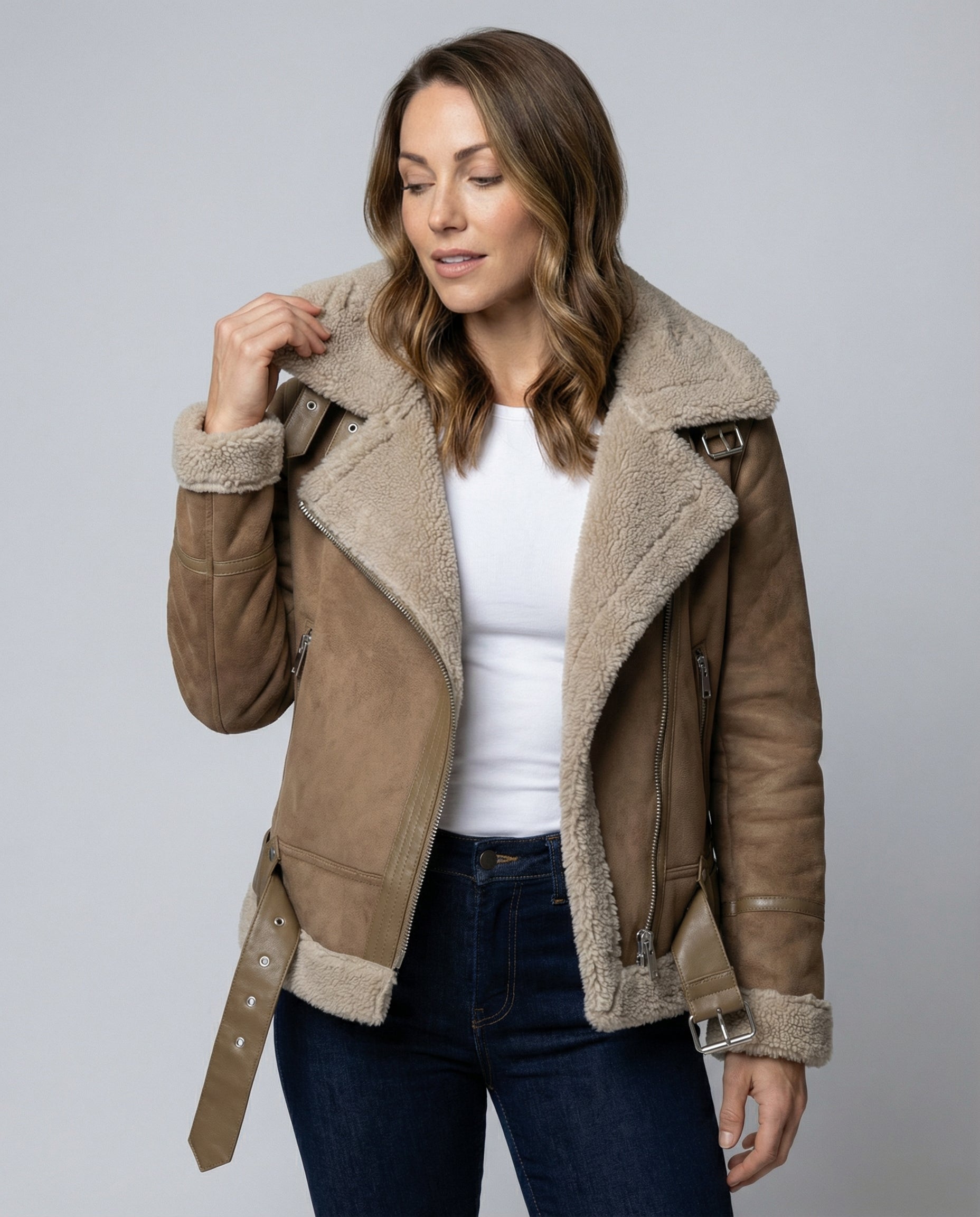 Suede jacket women Sherpa lining-anne johansen20251116-Calm Wears-Brown-XS-Calm Wears