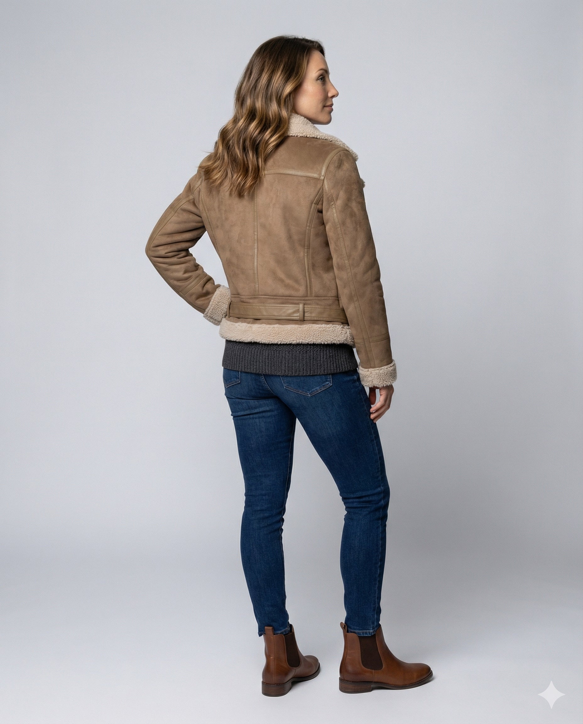 Suede jacket women Sherpa lining-anne johansen20251116-Calm Wears-Brown-XS-Calm Wears