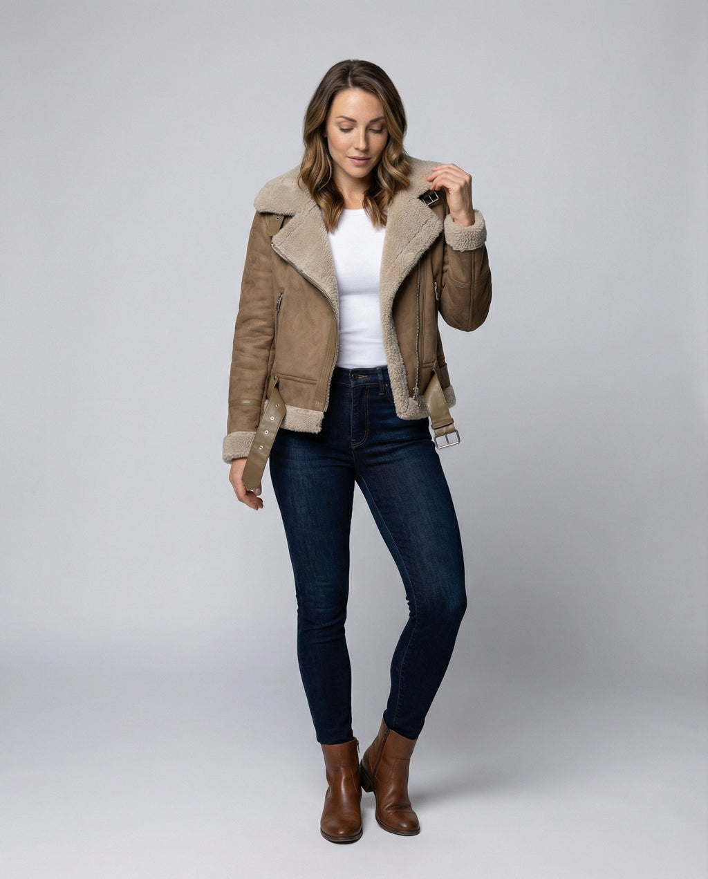 Suede jacket women Sherpa lining-anne johansen20251116-Calm Wears-Brown-XS-Calm Wears
