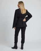 Tailored Belt Blazer Women-deqalli20240919-Calm Wears-Black-S-Calm Wears