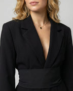 Tailored Belt Blazer Women-deqalli20240919-Calm Wears-Black-S-Calm Wears